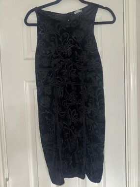 Free People Black Floral Velvet Midi Dress